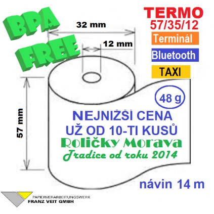 Termo kotouček 57/35/12 BPA 14m  (57mm x 14m)
