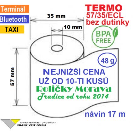 Termo 57/17, 57/30/10 (57/35/ECL) 17 m 7,05 Kč od 10 kusů, bez dutinky=víc navinutého papíru