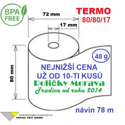 Termo kotouček 80/80/17 BPA 78m (80mm x 78m)