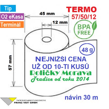 Termo kotouček 57/50/12 BPA 30m (57mm x 30m)