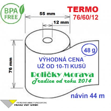 Termo kotouček 76/60/12 BPA 44m (76mm x 44m)