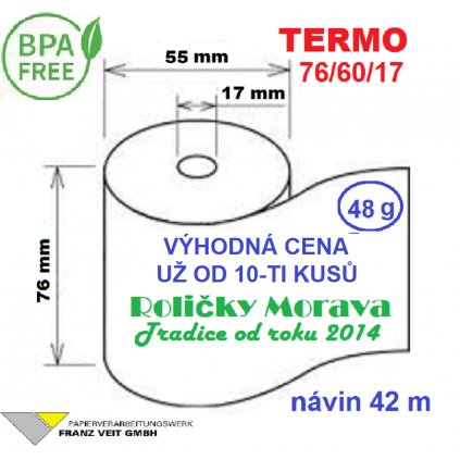 Termo kotouček 76/60/17 BPA 42m (76mm x 42m)