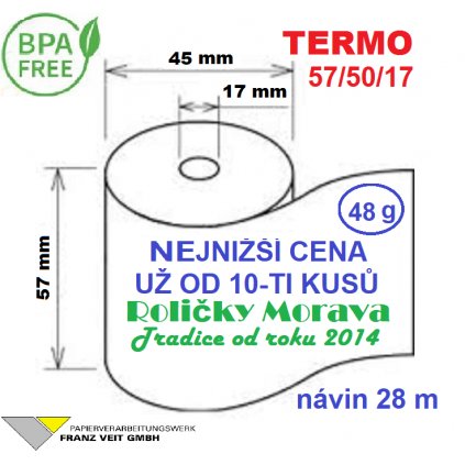 Termo kotouček 57/50/17 BPA 28m (57mm x 28m)