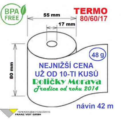 Termo kotouček 80/60/17 BPA 42m (80mm x 42m)