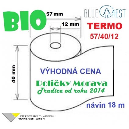 Termo kotouček 57/40/12 BIO 17m BLUE4EST (57mm x 17m)  NOVINKA - bez chemikálií