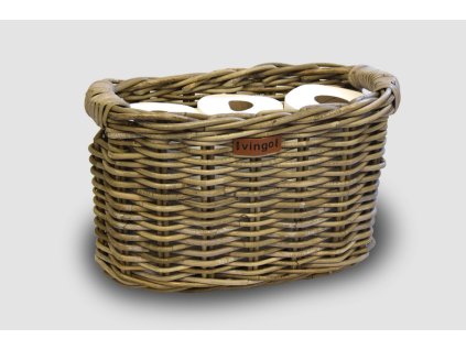 Rattanowy kosz na papier toaletowy, szary - 40 x 18 x 25 cm