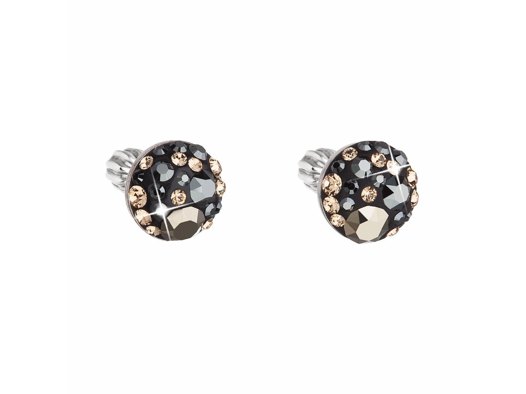 Peckové náušnice s černozlatými krystaly Swarovski 31336.4 colorado_romero
