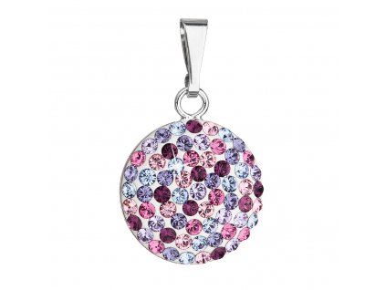 Stříbrný kulatý přívěsek Swarovski elements 34225.3 mix fialové_romero