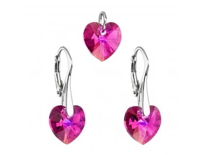 Sada šperků s krystalem Swarovski ve tvaru srdce39003.4 růžová