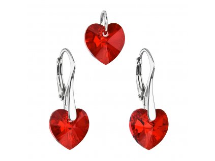Sada šperků s krystalem Swarovski ve tvaru srdce 39003.4 červená_romero