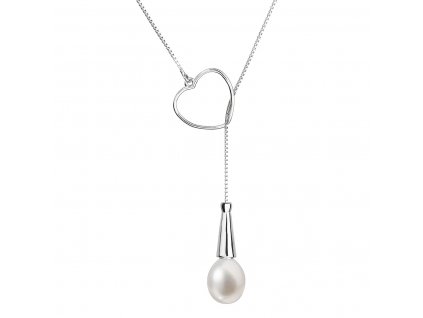 Stříbrný náhrdelník s pravou říční perlou 22026.1 bílý_romero