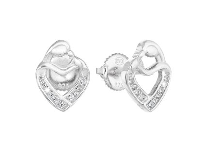 24128 4 24128 stribrne nausnice pecka se zirkonem bile srdce 11314 1