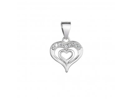 Stříbrný přívěsek ve tvaru srdce se zirkony 14011.1 stříbrný_romero