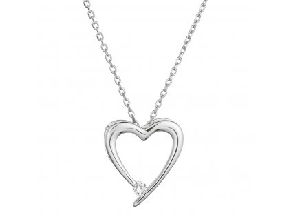 Stříbrný náhrdelník ve tvaru srdce s jedním zirkonkem 12053.1_romero