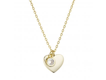 Pozlacený stříbrný náhrdelník ve tvaru srdce se zirkonem 12068.1_romero