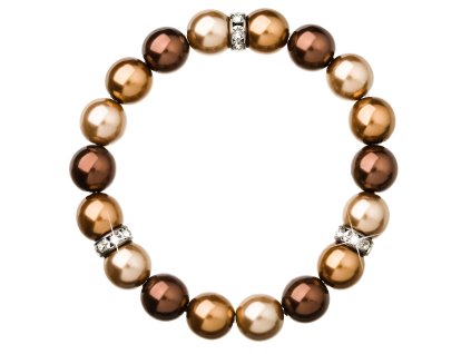 Perlový náramek ze syntetických perel a Swarovski krystaly 33061.3 hnědý_romero