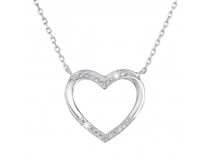 Stříbrný náhrdelník ve tvaru srdce s krystaly Swarovski elements 12010.1 bílý_romero