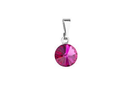 Elegantní bižuterní přívěsek kulatý se Swarovski krystalem 54018.3 fuchsia_romero