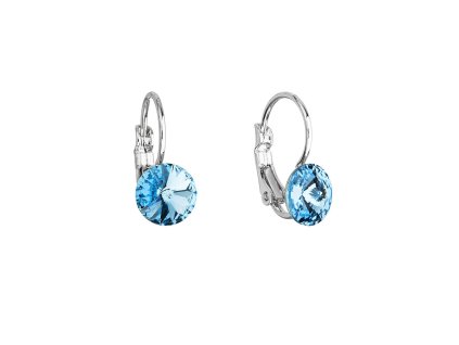 Elegantní bižuterní náušnice s modrým krystalem Swarovski 51031.3 aqua_romero