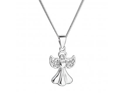 Stříbrný náhrdelník ve tvaru anděla s krystaly Swarovski elements 32077.1 bílý_romero