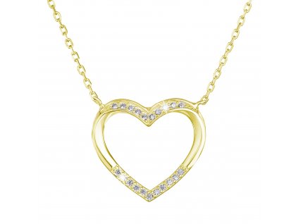 Pozlacený stříbrný náhrdelník se srdcem a zirkony 12010.1  pozlacené stříbro, Swarovski krystaly