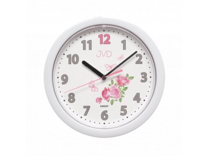 Dětské nástěnné hodiny JVD HP612.D1 s motivem růží a motýlů  quartzový stroj, plynulý chod