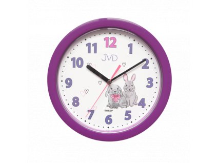 Dětské nástěnné hodiny JVD HP612.D2 s motivem srdíček a králíčků