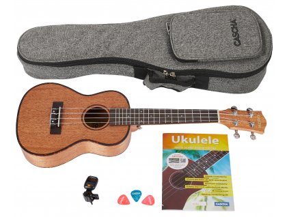 CASCHA HH 2036 CZ Concert Mahogany Ukulele Bundle