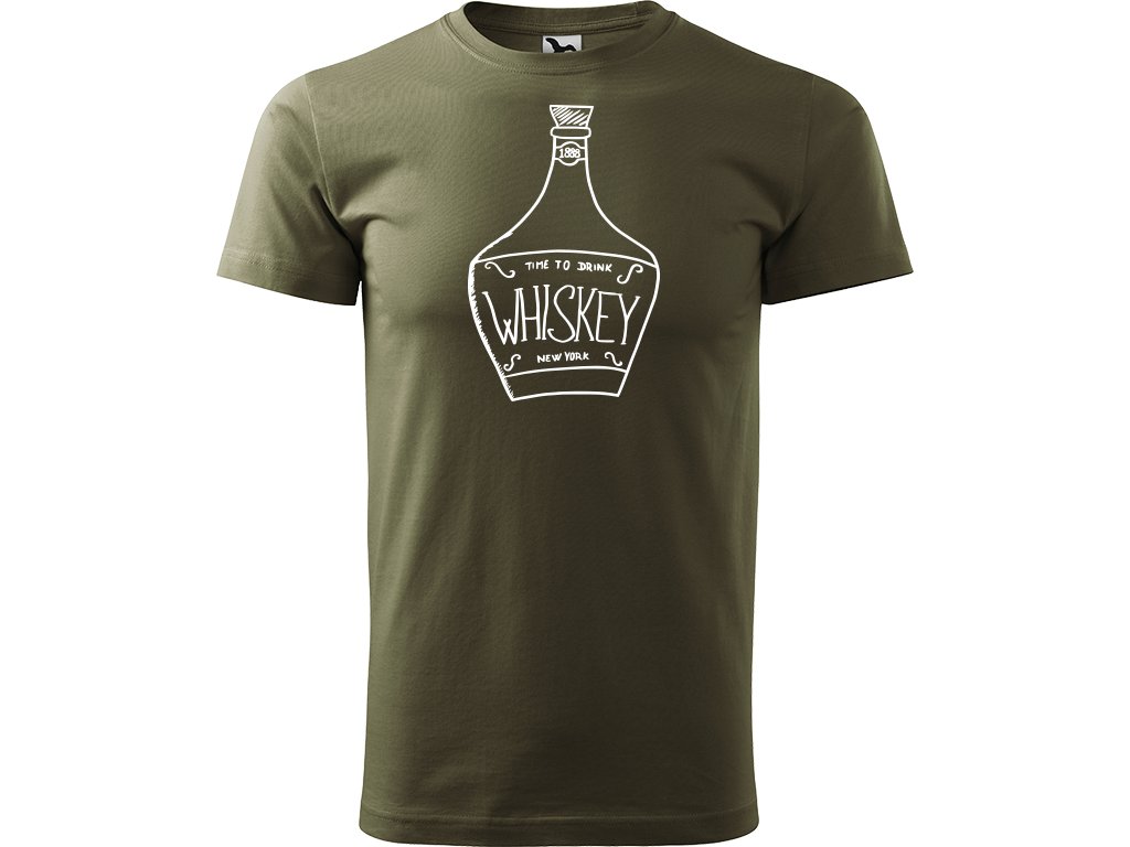 Ručně malované triko army s bílým motivem - Whiskey