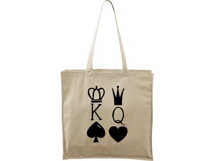 Plátěná taška Carry přírodní s černým motivem - King & Queen