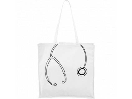 Plátěná taška Carry bílá s černým motivem - Stetoskop