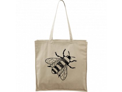 Plátěná taška Carry přírodní s černým motivem - Včela bez pláství