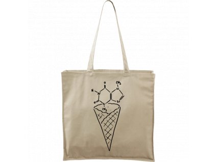 Plátěná taška Carry přírodní s černým motivem - Zmrzlina čokoláda