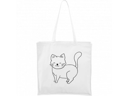Plátěná taška Carry bílá s černým motivem - Kočka