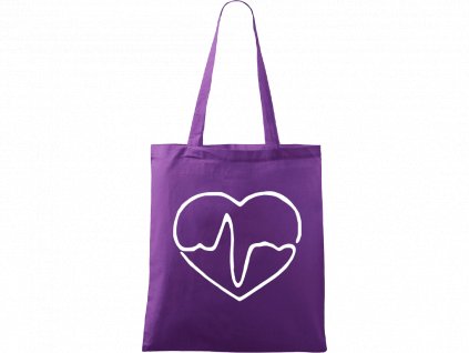 Plátěná taška Handy fialová s bílým motivem - Doktorské srdce