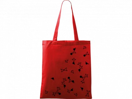 Plátěná taška Handy červená s černým motivem - Molekuly