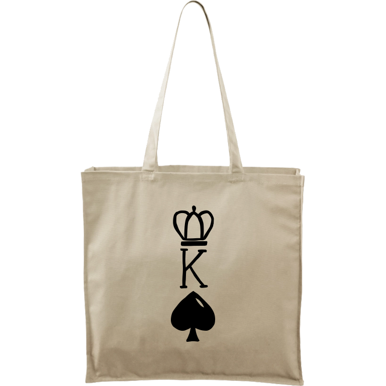 Ručně malovaná větší plátěná taška - King Barva tašky: PŘÍRODNÍ, Barva motivu: ČERNÁ