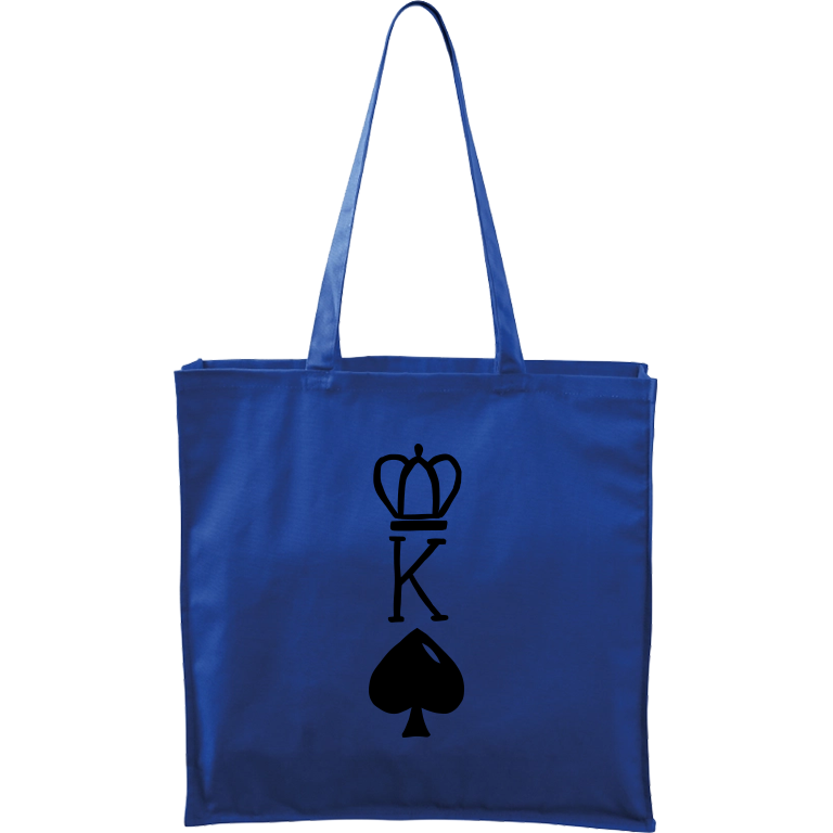 Ručně malovaná větší plátěná taška - King Barva tašky: MODRÁ, Barva motivu: ČERNÁ
