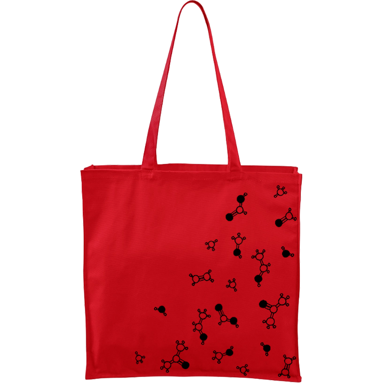 Ručně malovaná větší plátěná taška - Molekuly Barva tašky: ČERVENÁ, Barva motivu: ČERNÁ