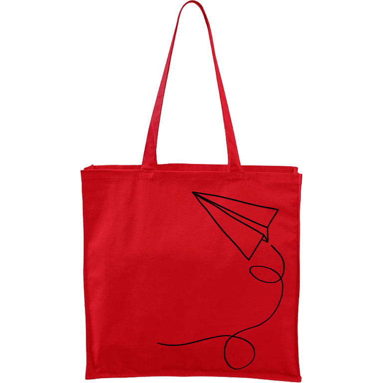 Ručně malovaná větší plátěná taška - Šipka Barva tašky: ČERVENÁ, Barva motivu: ČERNÁ