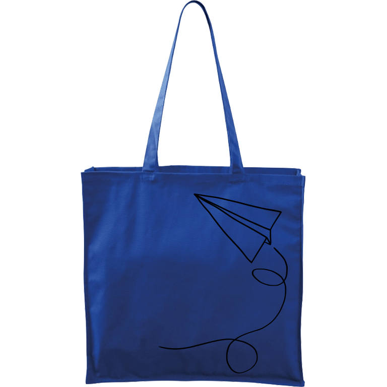 Ručně malovaná větší plátěná taška - Šipka Barva tašky: MODRÁ, Barva motivu: ČERNÁ