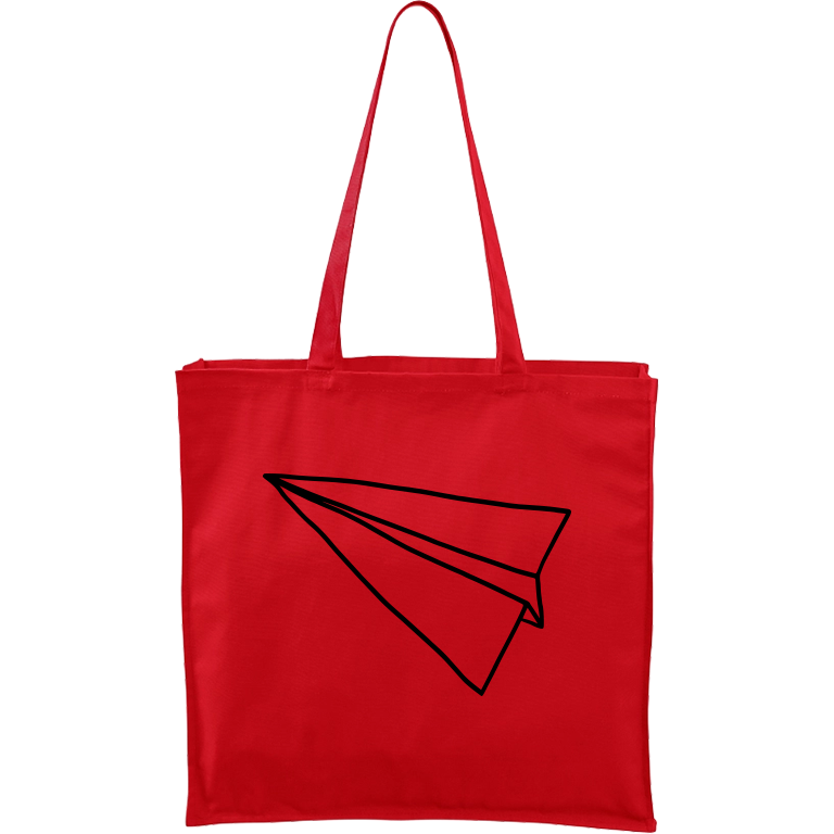 Ručně malovaná větší plátěná taška - Šipka - Samotná Barva tašky: ČERVENÁ, Barva motivu: ČERNÁ