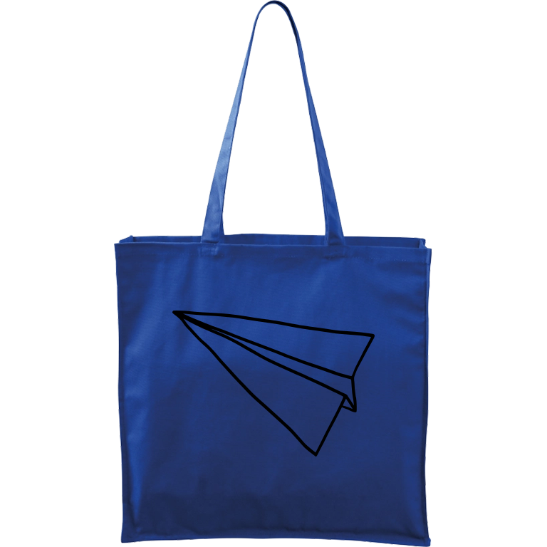 Ručně malovaná větší plátěná taška - Šipka - Samotná Barva tašky: MODRÁ, Barva motivu: ČERNÁ