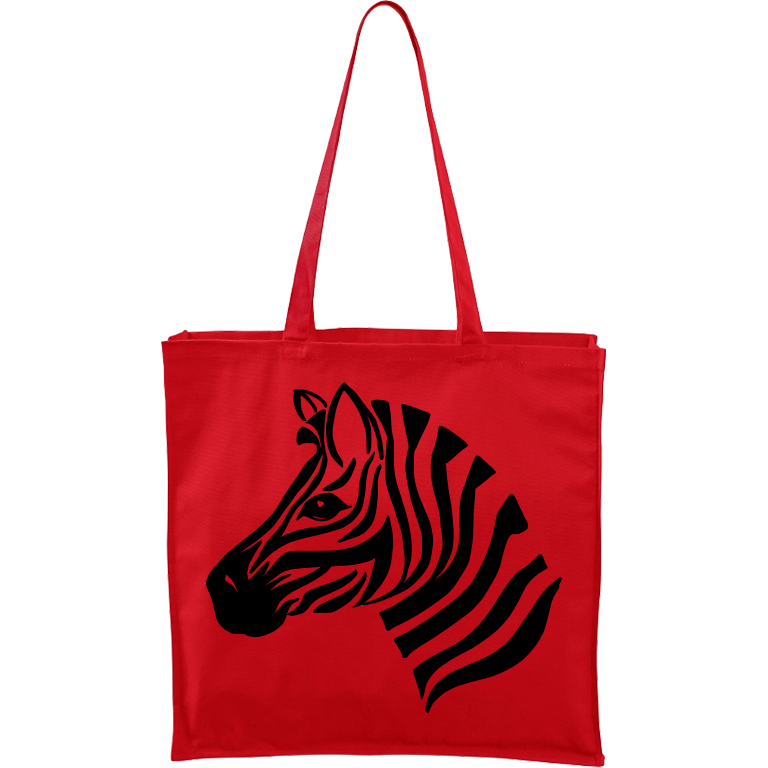 Ručně malovaná větší plátěná taška - Zebra Barva tašky: ČERVENÁ, Barva motivu: ČERNÁ