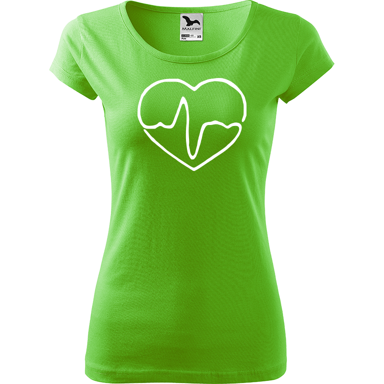 Ručně malované dámské bavlněné tričko - Doktorské srdce Barva trička: SVĚTLE ZELENÁ, Velikost trička: L, Barva motivu: BÍLÁ