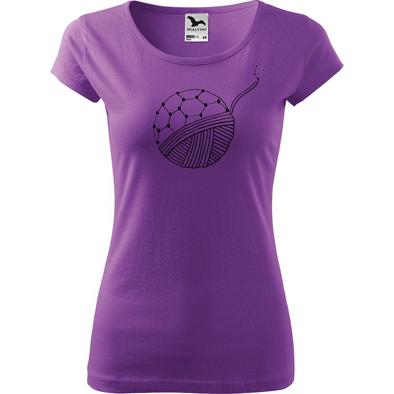 Ručně malované dámské bavlněné tričko - Fulleren Barva trička: FIALOVÁ, Velikost trička: S, Barva motivu: ČERNÁ
