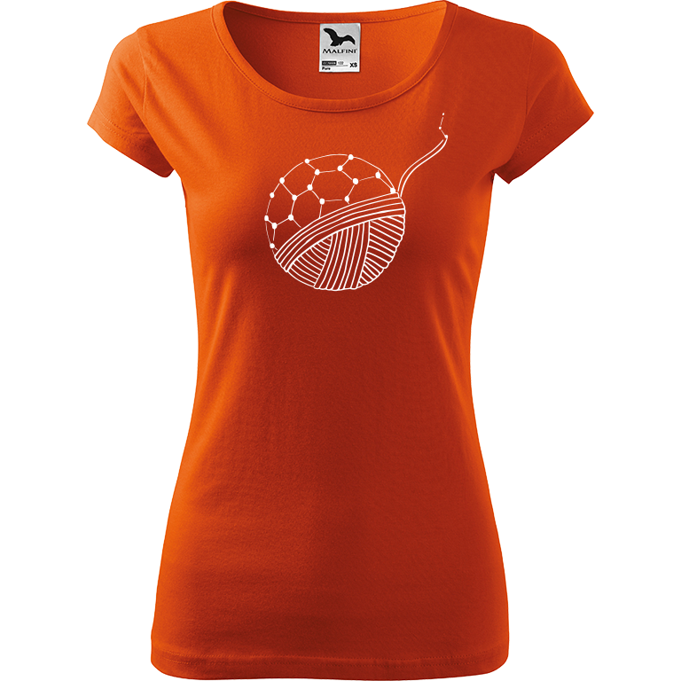Ručně malované dámské bavlněné tričko - Fulleren Barva trička: ORANŽOVÁ, Velikost trička: S, Barva motivu: BÍLÁ