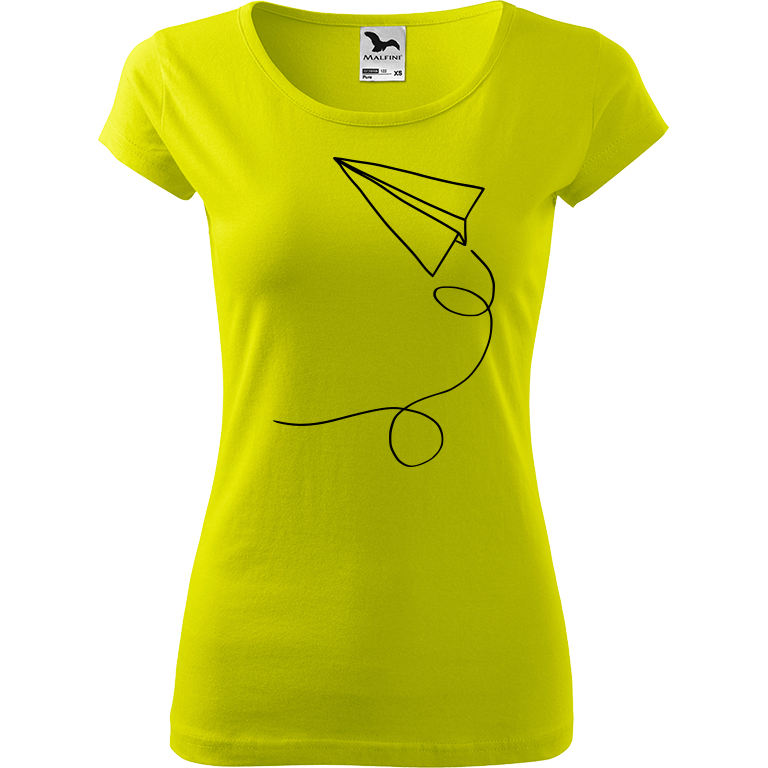 Ručně malované dámské bavlněné tričko - Šipka Barva trička: LIMETKOVÁ, Velikost trička: L, Barva motivu: ČERNÁ