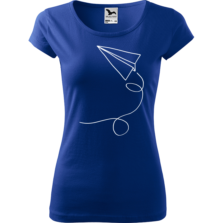 Ručně malované dámské bavlněné tričko - Šipka Barva trička: MODRÁ, Velikost trička: M, Barva motivu: BÍLÁ