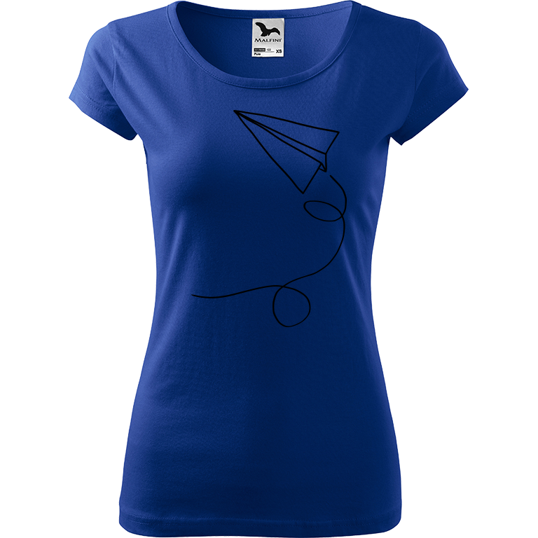 Ručně malované dámské bavlněné tričko - Šipka Barva trička: MODRÁ, Velikost trička: M, Barva motivu: ČERNÁ